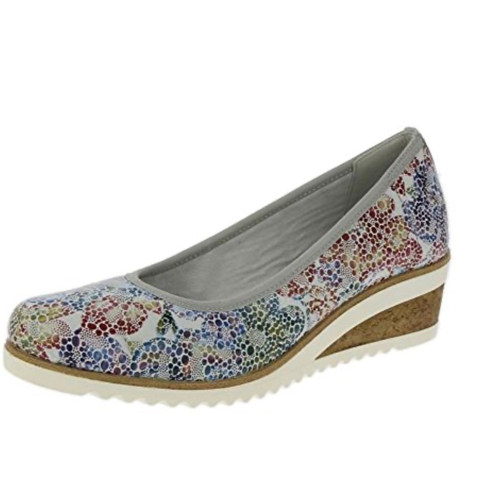 Remonte Size US 6.5 / EU 37 Printed Leather Slip-on Pumps Wedge Multicoloured